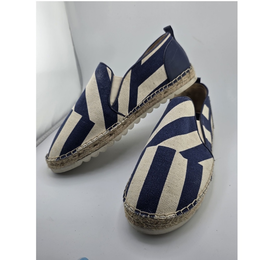 Nine West Women's Espadrille Slip On Flats Blue White Stripe Size 9M
